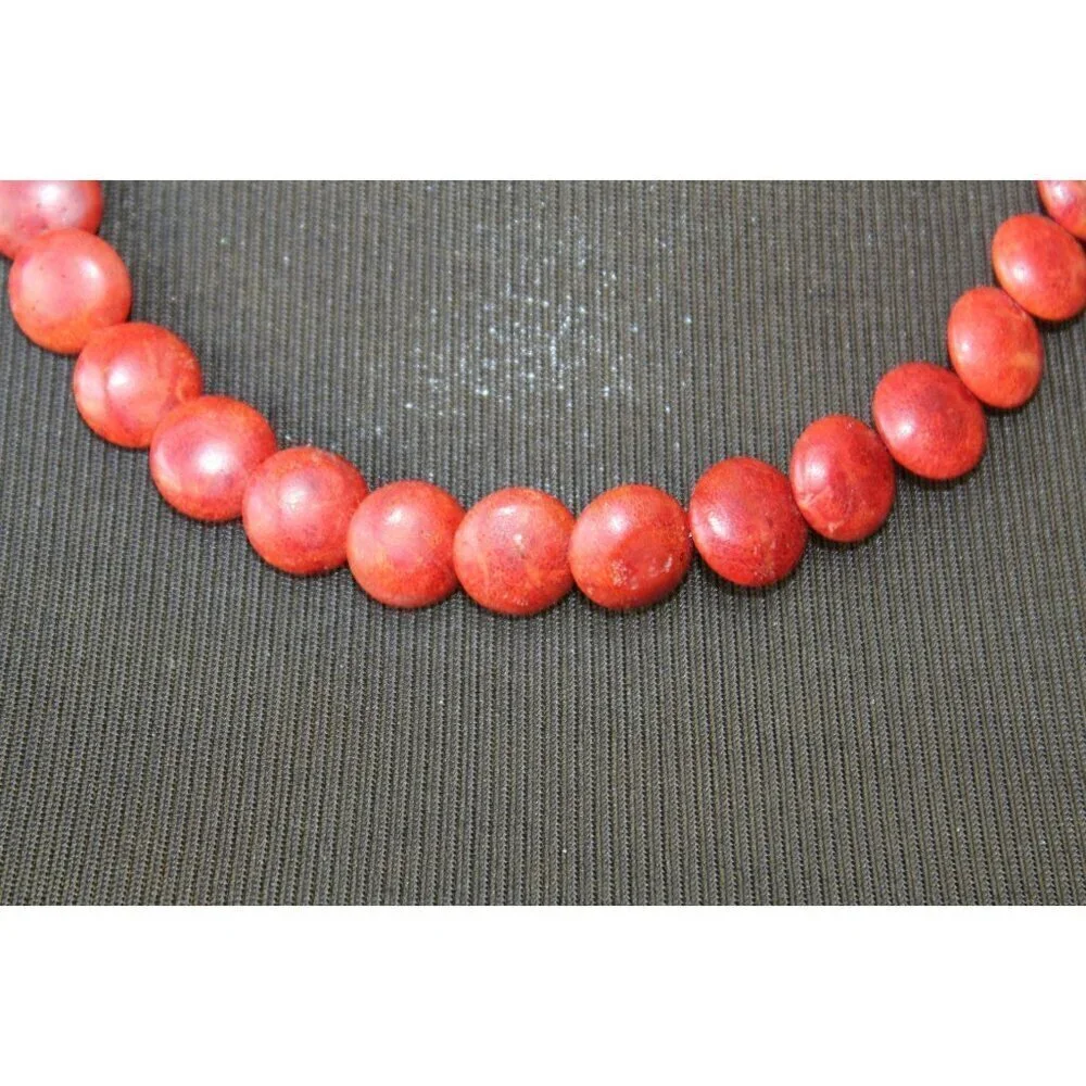 Vintage Red Sponge Coral Necklace Natural Stones Beads 33.1 grams toggle clasp